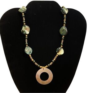 Statement beaded mother of pearl necklace